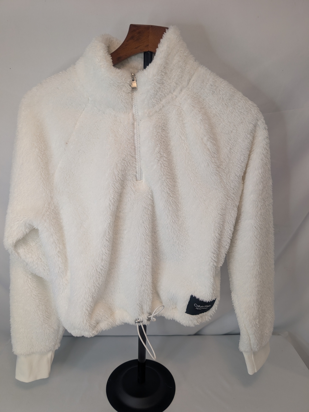 Calvin Klein Performance Women's Small Cream Sherpa Half-Zip Pullover